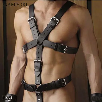 

Sexy Leather Garter Belts Leather Suspenders For Men Body Bondage Lingerie Suspender Chest Strap Gothic Adjustable Top Adult Gam