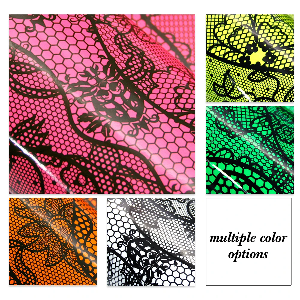 

20*34cm Lace Pattern Smooth Surface Fluorescence Color Faux Synthetic Leather Fabric for Bows Leatherette Fabric DIY,1Yc7699