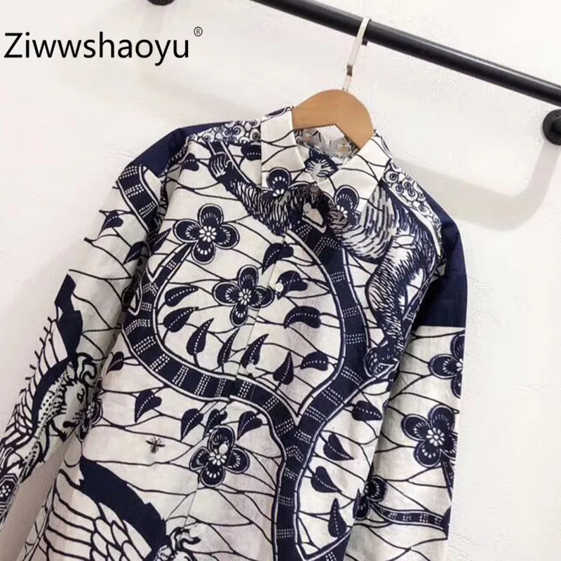 Ziwwshaoyu, новинка, весна-лето, дизайнерские, с принтом животных, с рисунком паука, с длинным рукавом, хлопок, свободные, мини платья для женщин