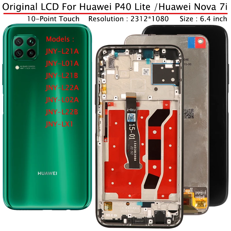 Экран для Huawei P40 Lite ЖК дисплей сенсорный экран аксессуары замены в сборе Nova 7i 7 i P 40