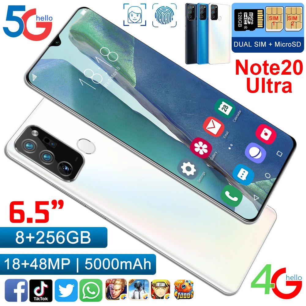 4G 5G Note20 Ultra Mobile Phone 10core 8G 256G