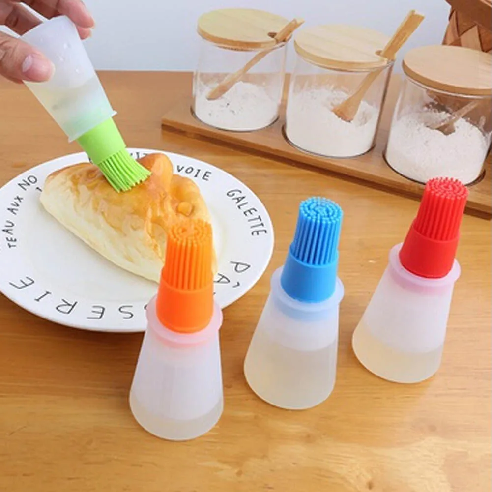 1pcs Grill Oil Bottle Brushes Tool Heat Resisting Silicone BBQ Bake cake tools Oil Brush Barbecue Cooking kitchen baking brush