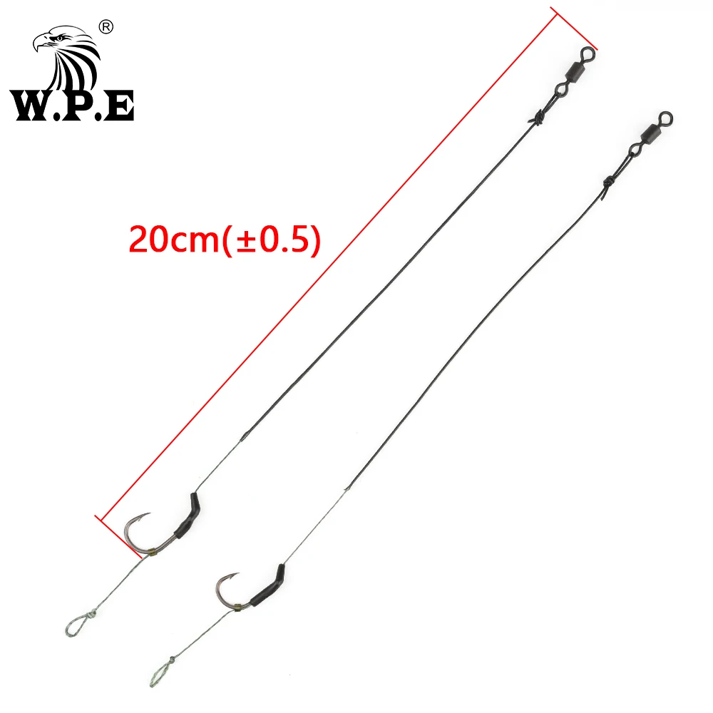 W.P.E 2pcs/pack Carp Fishing Hair Rig 4#/6# Wide Gape Hook 15LB/25LB Ready  Made Boilie Tied Carp Fishing Tackle Accessories