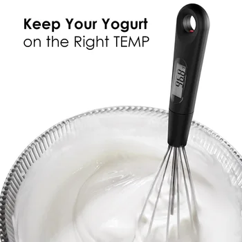

2 in 1 Multi-functional LCD Display Food Thermometer Egg Beaters Durable Practical Classic Drink Whisk Mixer Milk Frother