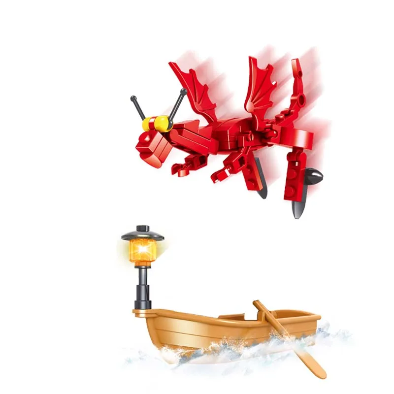 Конструктор AUSINI с черепом и замком фигурки дракона пирата игрушки для детей