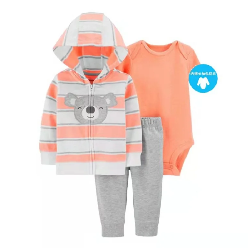 Baby Boy Clothes Long Sleeve patchwork jacket+romper+pants 2021 new born girl costume spring newborn set outfit fashion 6-24M Baby Clothing Set discount