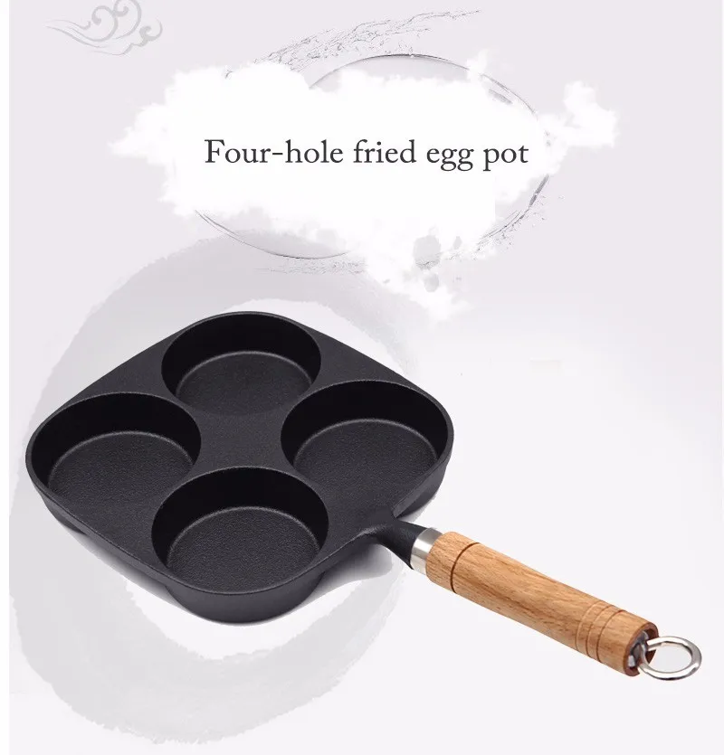 

4-in-1Thickening iron Fried Egg Omelette Pan Non-stick No Oil-smoke Breakfast Pan Use for Gas & Induction Cooker Kitchen Helper