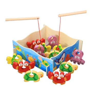 

Children Montessori Early Education Stereo Fishing Game Wooden Baby Toys Wooden Toys For Children Baby Gift Building Block