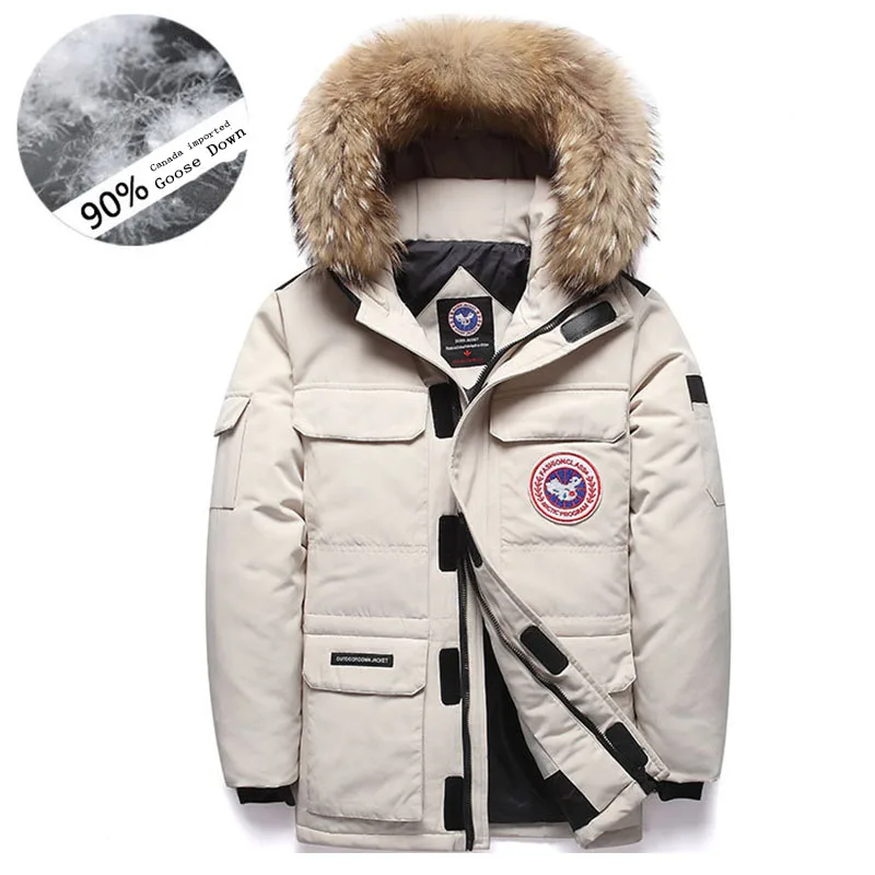 

Brand -40 Celsius Down Coat Goose Down Parkas Men Winter Jacket 2019 Real Fur Collar Hooded Outdoor Male Thick Coat