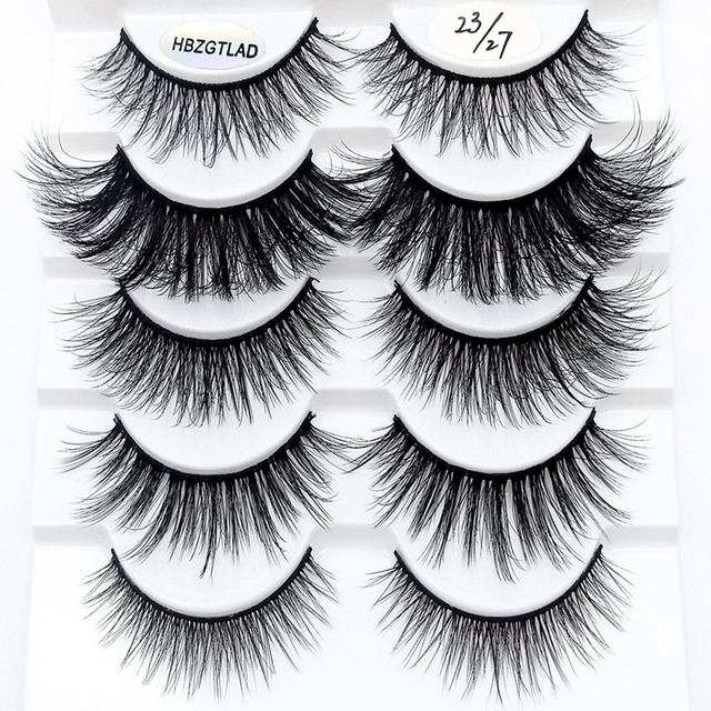 5 pairs 3D mink false eyelashes natural makeup eyelash extension long cross volume soft fake eye lashes winged faux cils
