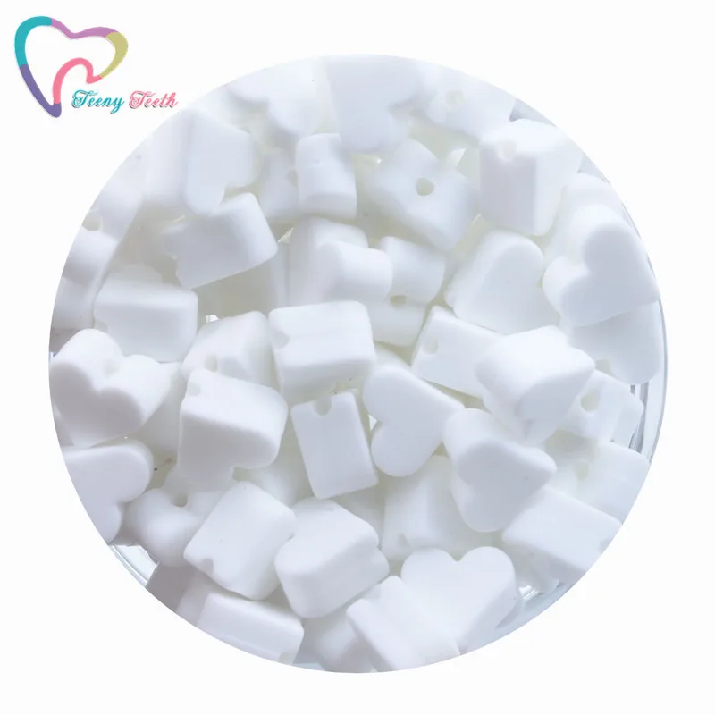

Teeny Teeth 20 PCS White Little Heart Food Grade Silicone Teething Beads Baby Teether Silicone Beads For DIY Silicone Necklace