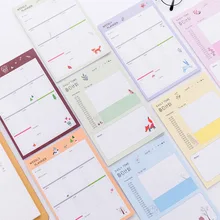 Kawaii Weekly Daily Planner Memo Pad Notebook Sheet Sticky Note Organized Book Agenda Sticker Stationery School Supplies