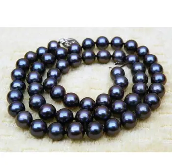 

Jewelry Free Shipping AAA 9-10MM jewelry TAHITIAN GENUINE PERFECT BLACK PEARL NECKLACE 18"