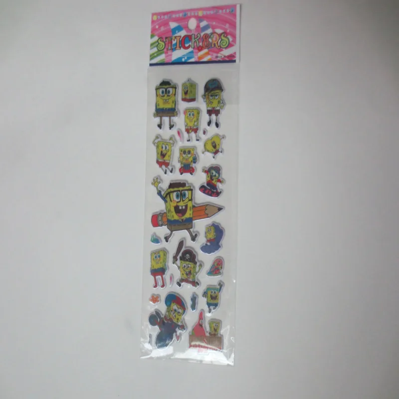 6 листов 3D Губка Боб пышные объемные наклейки смешанные мультфильм водяные DIY дети мальчик девочка игрушки награда