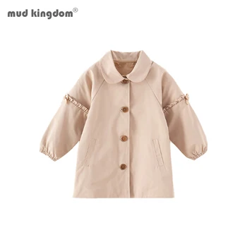 

Mudkingdom Autumn Kids Girl Ruffle Sleeve Trench Coats Baby Girls Windbreaker Long Outerwear Children Clothing