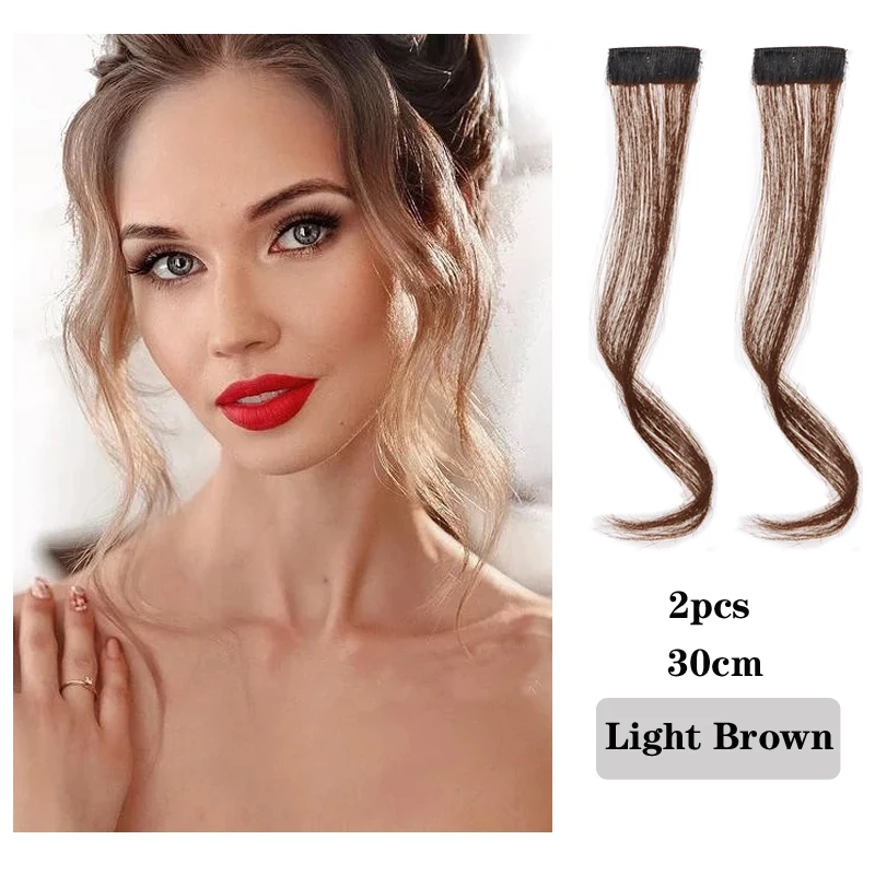 Synthetic Bangs Hair Extension Clip In Front Side Bangs Fake Fringe For Women 2pcs/set
