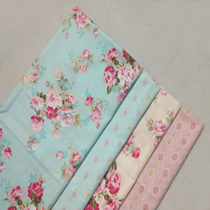 Graceful Blooming Flower & Stripe Printed 100% Cotton Fabric For DIY Sewing Bag Dress Cloth Quilting Home Decoration | Дом и сад