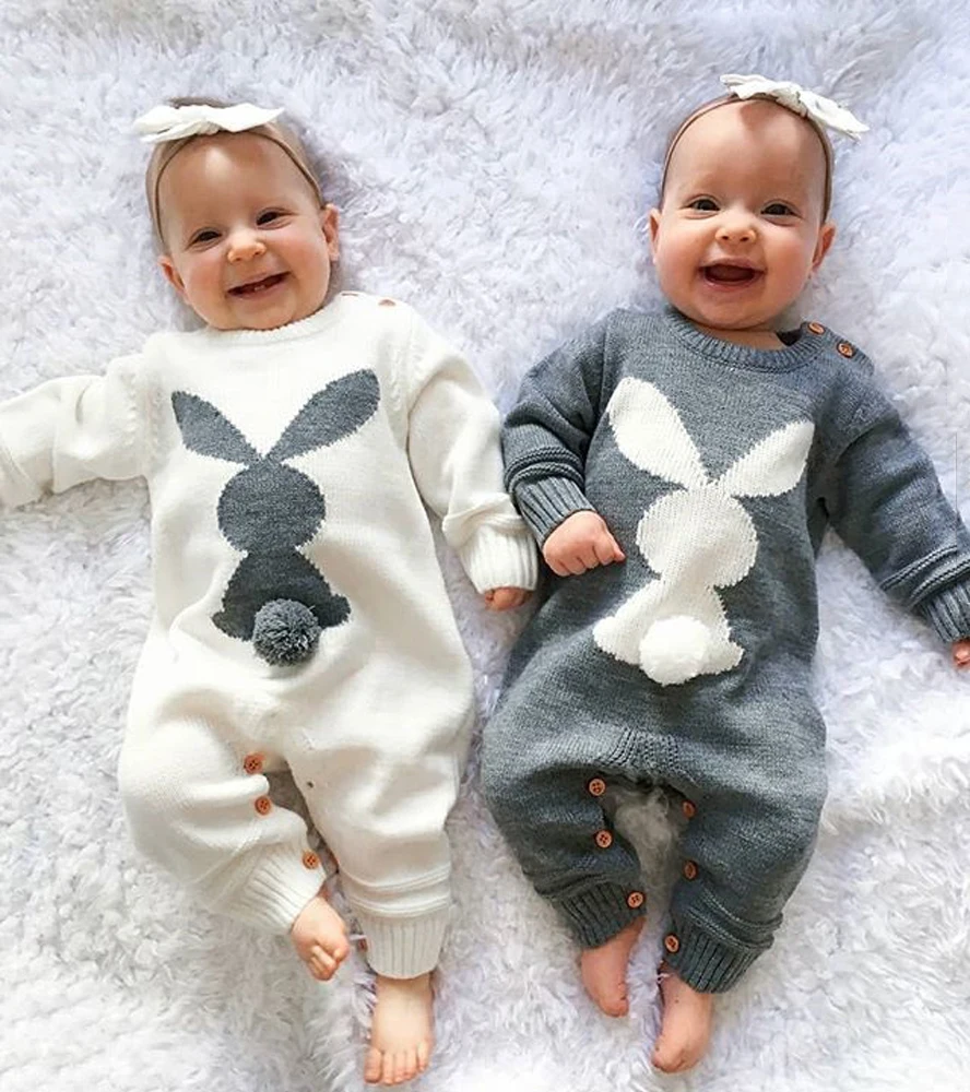 Baby Rompers Set Newborn Rabbit Baby Jumpsuit Overall Long Sleevele Baby Boys Clothes Autumn Knitted Girls Baby Casual Clothes