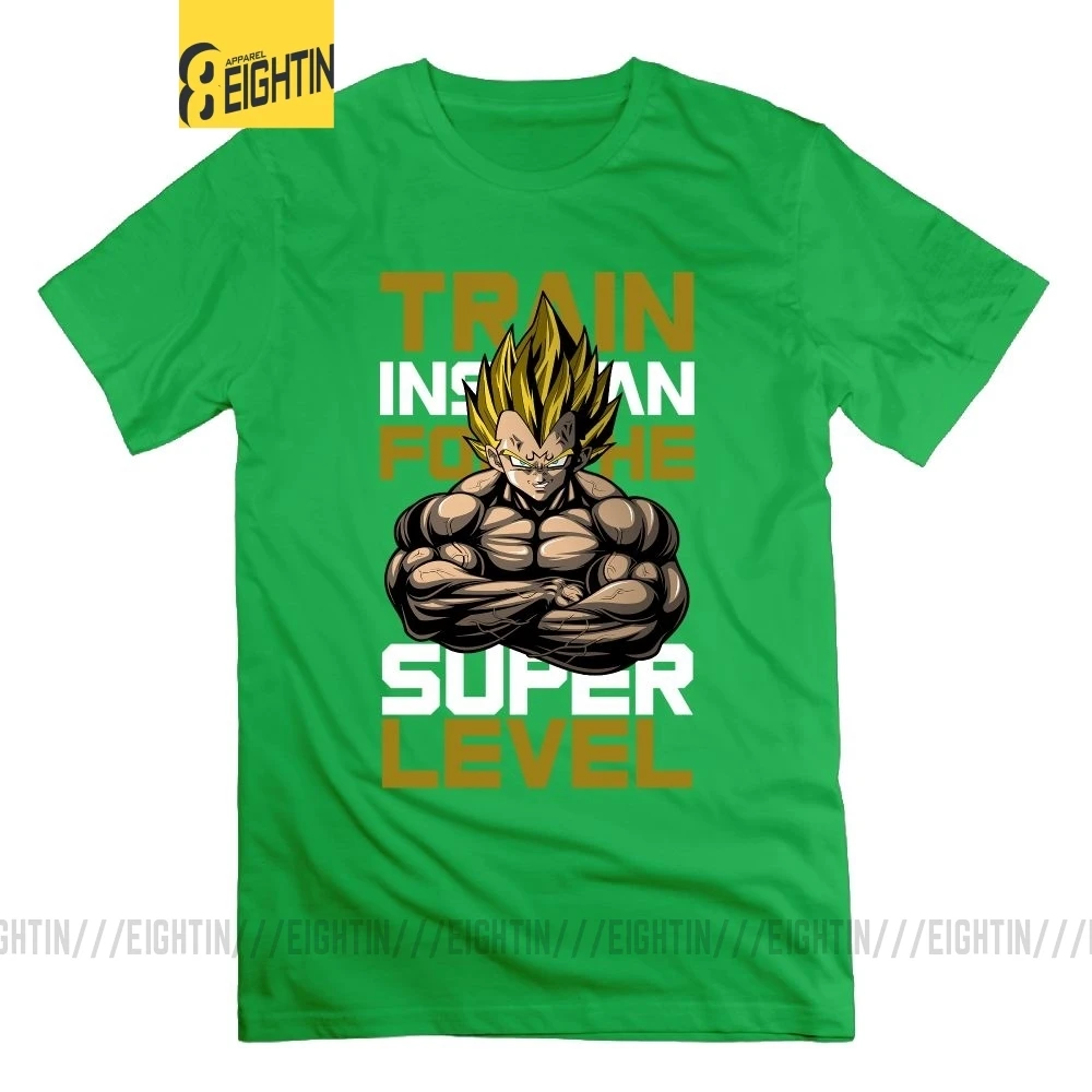 Футболка Train Insane for the Super Level Dragon Ball Z, футболка для поднятия веса, футболка с круглым вырезом, Мужская футболка для тяжелой атлетики, новинка, футболки - Цвет: Зеленый