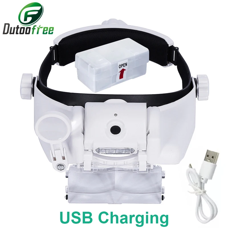 Светодиодная лампа с зарядкой по USB лупа ювелирная головка увеличительное стекло