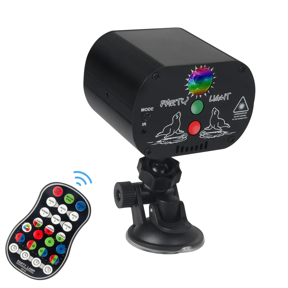Mini DJ Disco Light USB Charge Strobe Party Laser Stage Lighting Effect Voice Control Laser Projector Light Dance Floor Bar Car