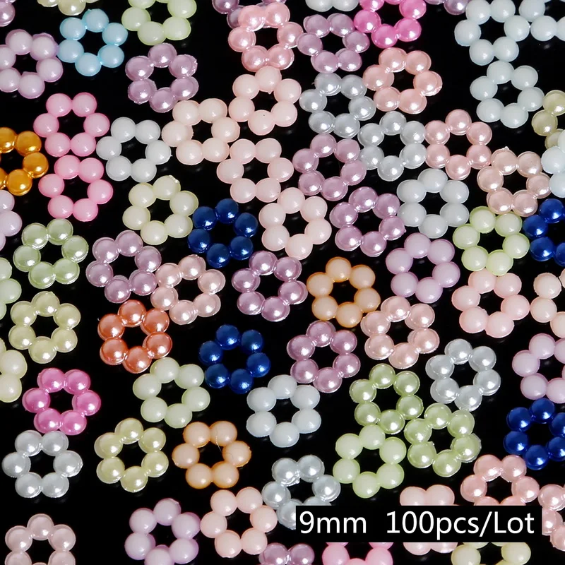 9mm bead with bead 50-1000 шт смешанные цвета размер полукруглые жемчужные бусины Ремесло Кабошон Украшение для альбома Flatback Дизайн Ногтей Бисер для одежды DIY - Цвет: 9mm bead with bead