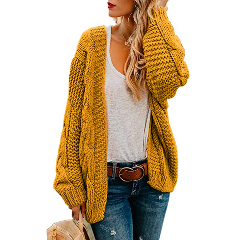 

New 2019 Open Front Cardigan Sweaters Winter Women Sweater Knitted Long Sleeve Knitwear Girl Casual Outerwear Femme Tops