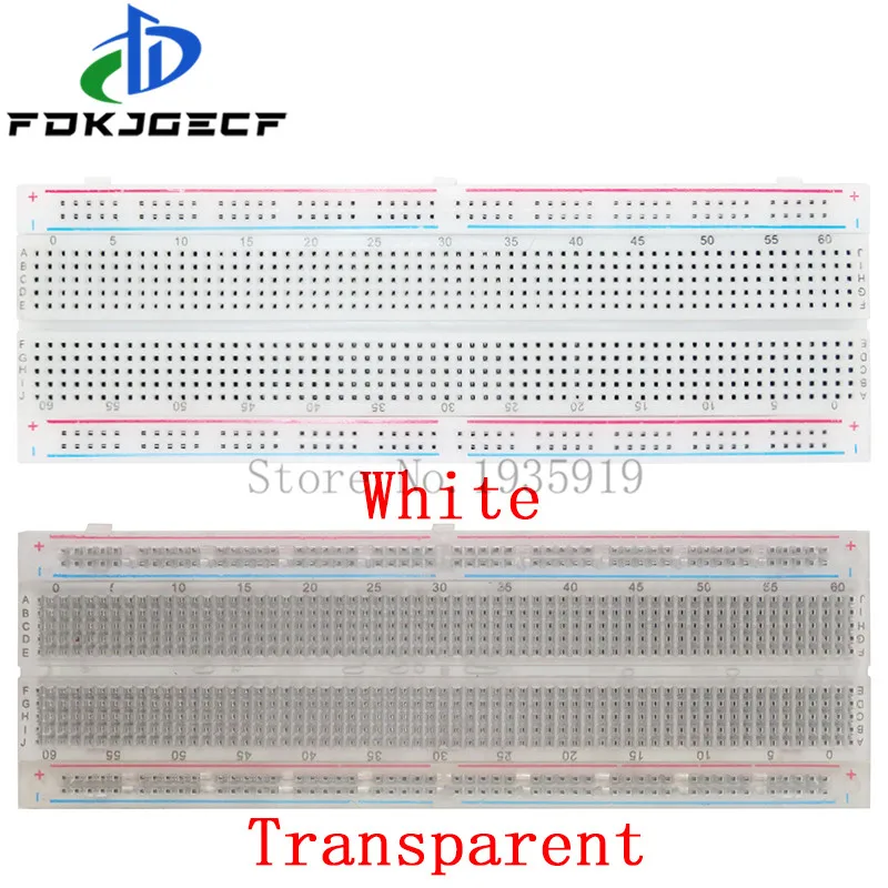 MB-102 White/Transparent Breadboard 830 Point Solderless PCB Bread ...
