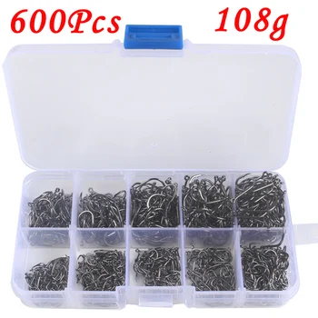 

Top 600pcs Carbon Steel Barbed Fish Hooks 3#-12# Fishing Hooks Jig With Hole Carp Fly Fishing Hook Tackle Set Fishhooks Pesca