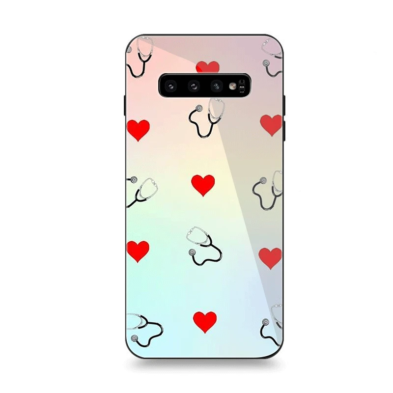 Чехол для телефона Стекло для samsung A70 A10 A30 A40 A50 A60 A20 S7 край S8 S9 S10 плюс крышка медсестры "медицина" сердце