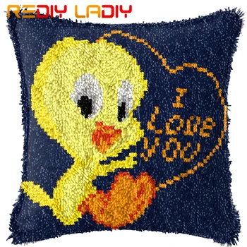

Latch Hook Cushion I Love You Pre-Printed Canvas Cushion Front Acrylic Yarn Crochet Pillow Case Kit Sofa Bed Pillow Home Decor