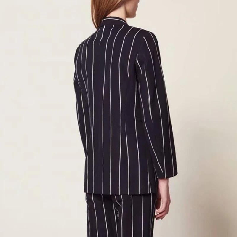Heydress женские осенние длинный рукав блейзеры винтажные полосатые женские двубортные пиджаки повседневные офисные женские Пиджаки