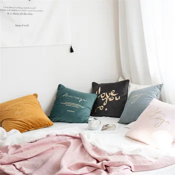 

45x45cm Letter Sofa Pillowcase Pink Cushion Cover Throw Pillow Case Home Sofa Bed Chair Decoration 17.72x 17.72inch