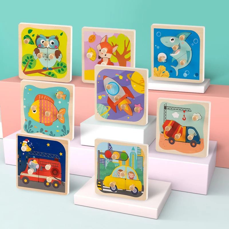 Puzzle Dessin Anime En Bois Pour Enfant Et Bebe Lot De 12 Jouets Educatif Pour Le Developpement De L Intellect Des Petits Montessori Aliexpress