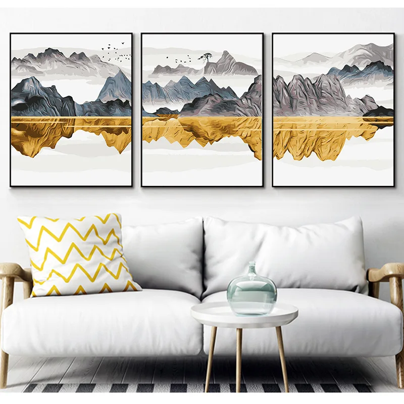 

DIY Digital Oil Painting Hand-Painted Substantial Living Room Own Coloring Paintings Decorative Painting Combination of Three La