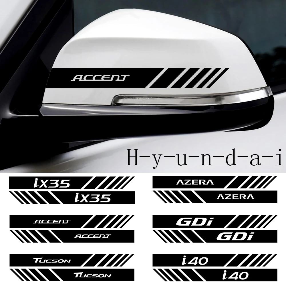 2pcs car rearview mirror sticker For Hyundai Accent Tucson i40 i30 i10 i20 Veloster IX35 IX20 Solaris Genesis Azera Santafe GDi |