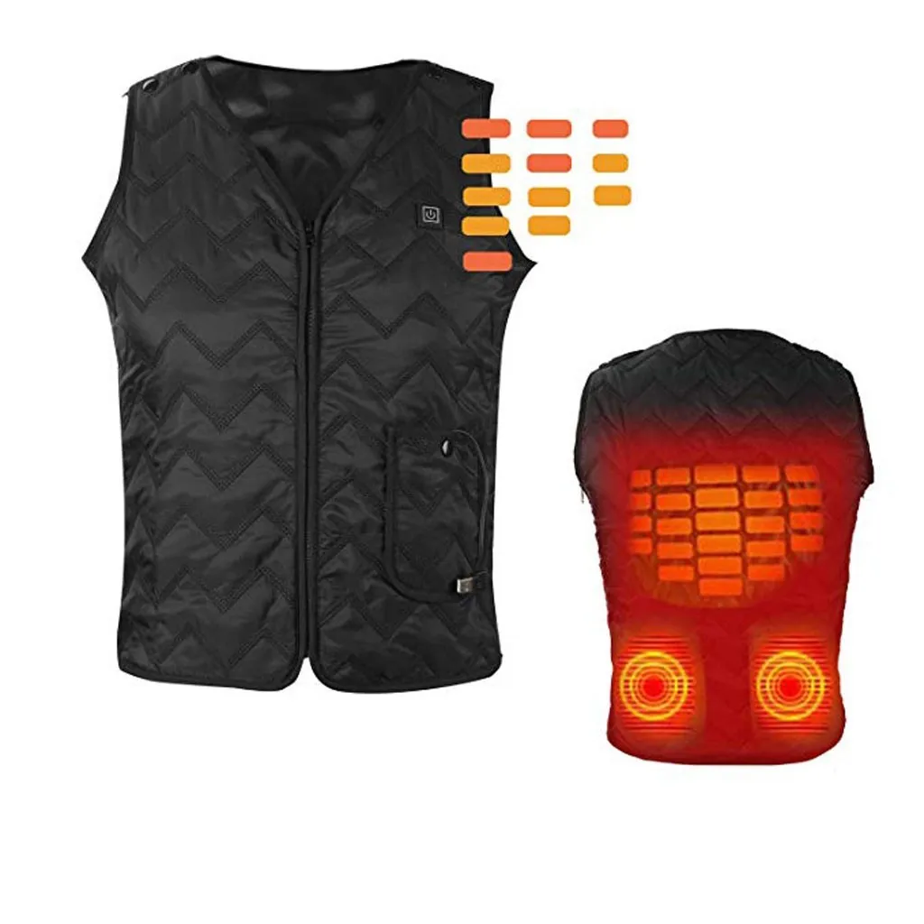 Winter Unisex Adjustmen USB Electric Heating Suit Warm Down Sleeveless Vest Outdoor Hiking Riding#40
