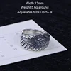 Genuine 925 Sterling Silver Biker Rings For Men And Women Vintage Thai Silver Feather Rings Resizable Punk Jewelry ► Photo 2/6