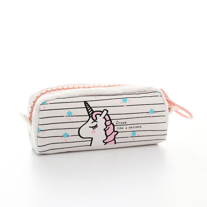 

Cartoon Unicorn Big Zipper Capacity Canvas School Pencil Case for Kids Girls Child Student Kawaii Cute Pencilcase Pencil Bag Box