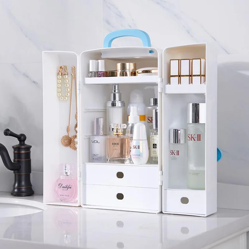 

Double Door Makeup Storage Box Dressing Table Skin Care Product Finishing Box Lipstick Finisher Beauty Box Beauty Makeup Toolbox