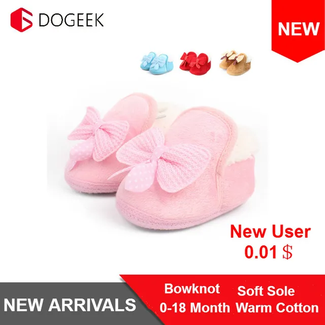 Winter Warm Baby Bowknot Soft Crib Shoes Cotton Shoes Boots Thickened Warm Soft Sole First Walking 0-18M Infant Toddler Shoes tanie i dobre opinie Cotton Fabric Butterfly-knot Spring Autumn Slip-On polka dot Unisex First Walkers Fits true to size take your normal size