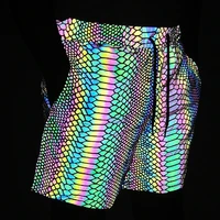 Summer Shorts Men 2025 Jogger Reflective Safety Trouser Snakeskin Print Drawstring Elastic Waist Cycling Gym Shorts With Pockets 1