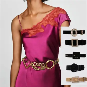 

2019 ZA Limited Edition Link Leather Belt Women Wedding Simulated Pearls Handmade Cute Girl Gift Belt Accessories Body Jewelry