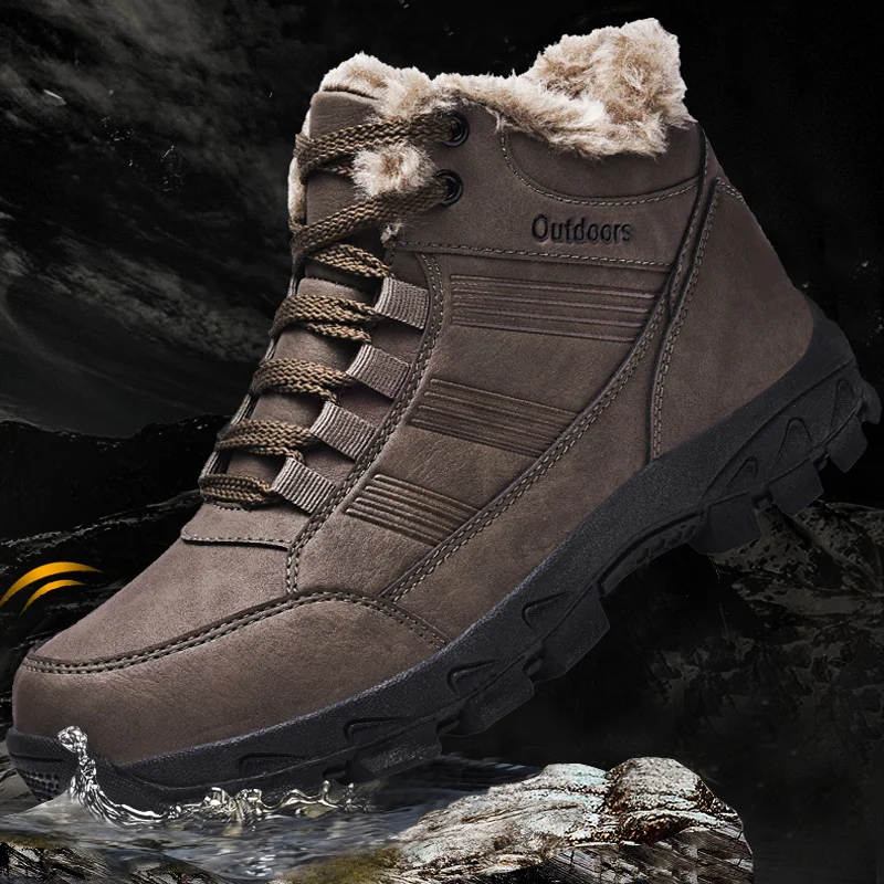 Men's Hiking Shoes Winter Warm Outdoor Sport Shoes Female Sneakers Footwear-30 Degree Celsius Plush Keep Warm Boots Ankle Boots