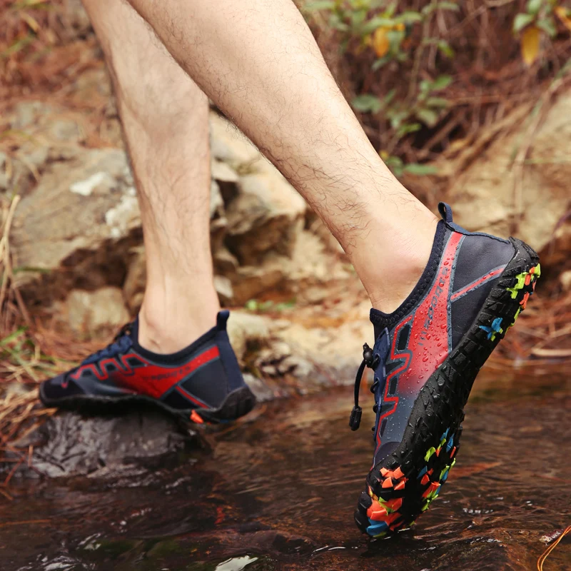 Summer Sneakers Men Five Fingers Barefoot Beach Minimalist Shoes Lightweight Running Shoes Height Increasing Lace-Up Rubber