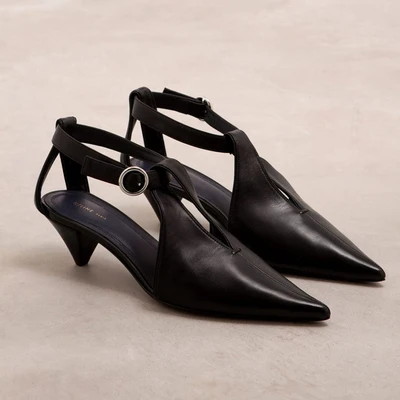 

Single shoes female 2018 new leather pointed head with single shoes wild T-strap buckle with tapered shoes women