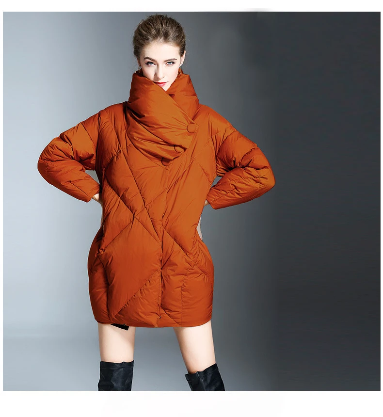 Новинка, зимнее женское однотонное пуховое пальто, повседневное теплое пальто, одежда с карманами, высокое качество, женские пальто
