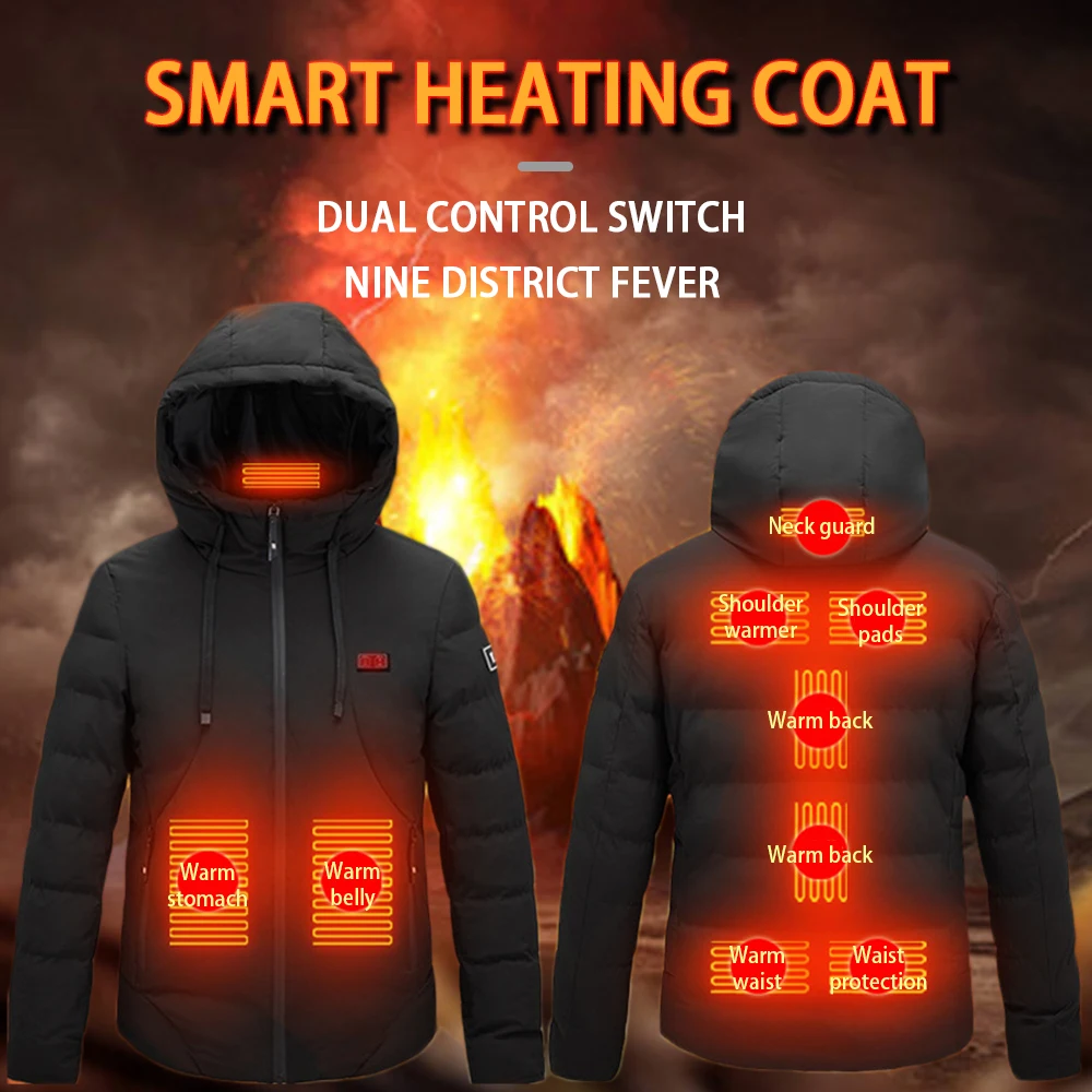 

Hot Heating Jacket Winter Smart USB Interface Electric Thermostat Down Cotton Long Sleeve Clothing Vest Men Warm Hiking Cycling