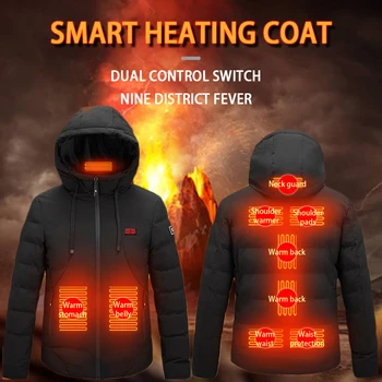 

Hot Heating Jacket Winter Smart USB Interface Electric Thermostat Down Cotton Long Sleeve Clothing Vest Men Warm Hiking Cycling