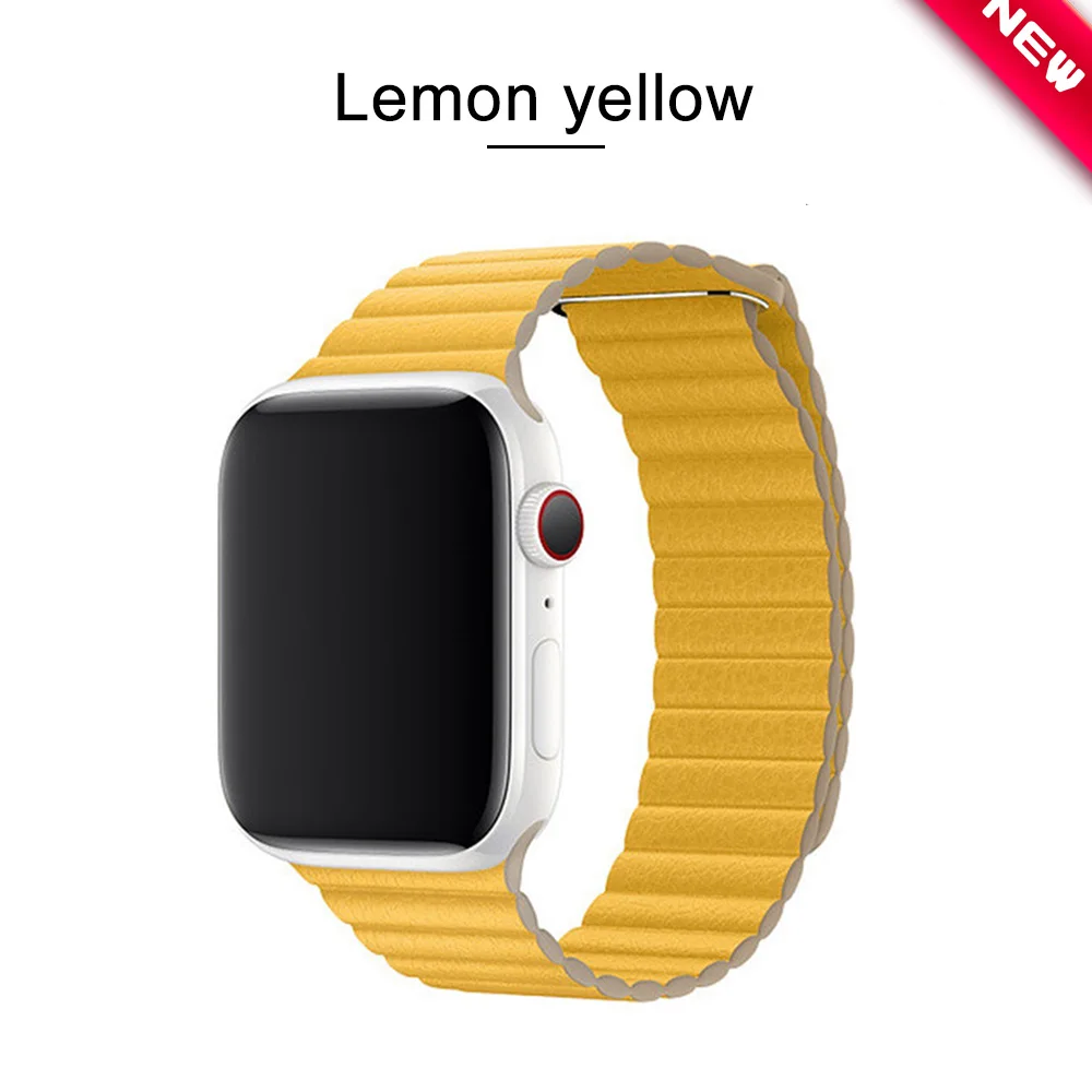 Кожаный ремешок-петля для Apple Watch, ремешок 44 мм, 40 мм, 42 мм, 38 мм, магнитный браслет-петля для iwatch 5, 4, 3, аксессуары